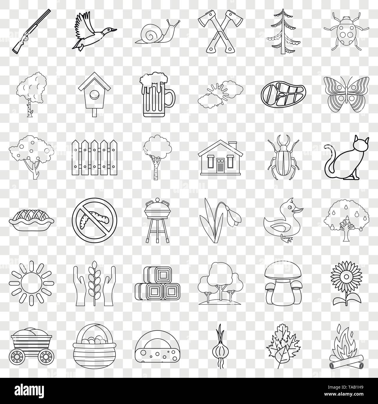 Village icons set, outline style Stock Vector Image & Art - Alamy