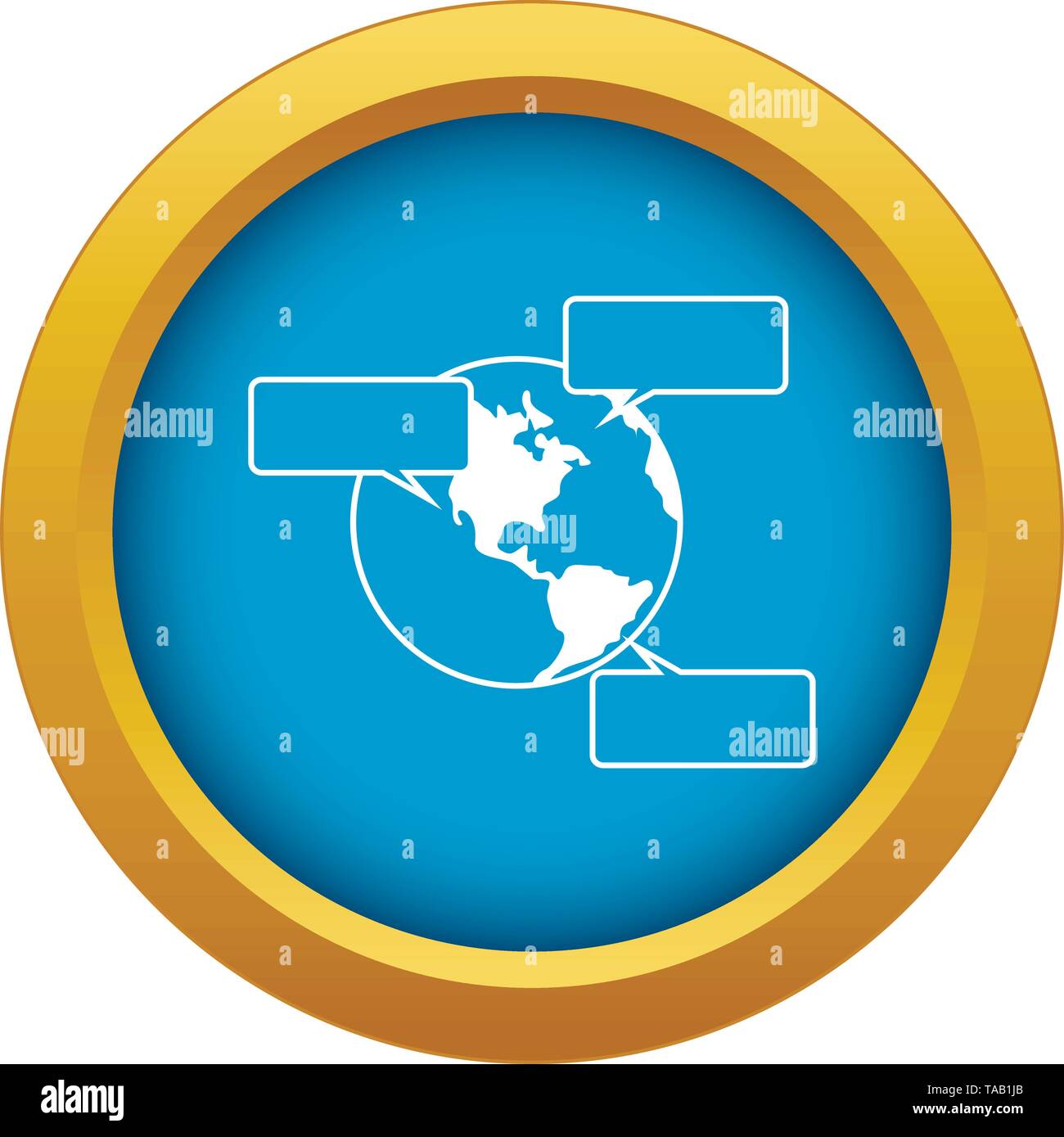 Globe and empty speech bubbles icon blue vector isolated Stock Vector ...