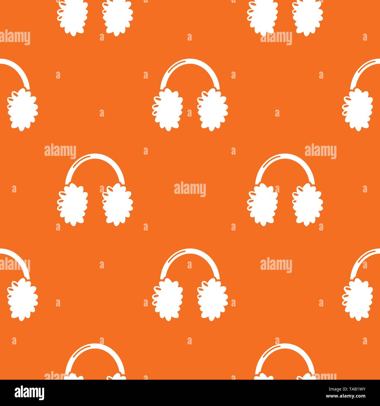Winter headphones pattern vector orange Stock Vector