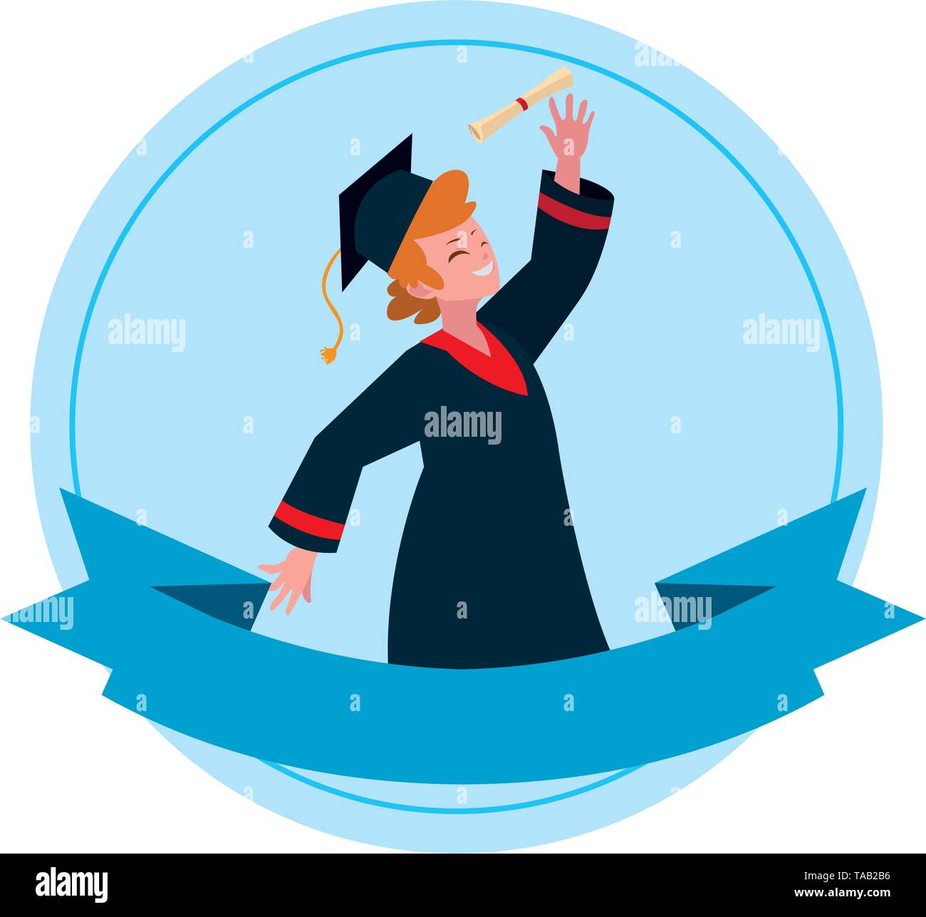 happy student boy graduated celebrating vector illustration design ...