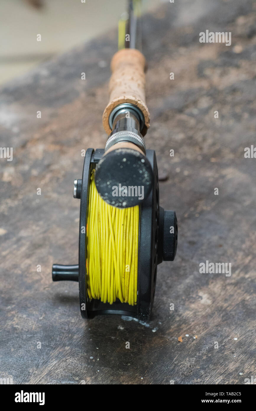 Saltwater fly fishing fly rod and reel Stock Photo