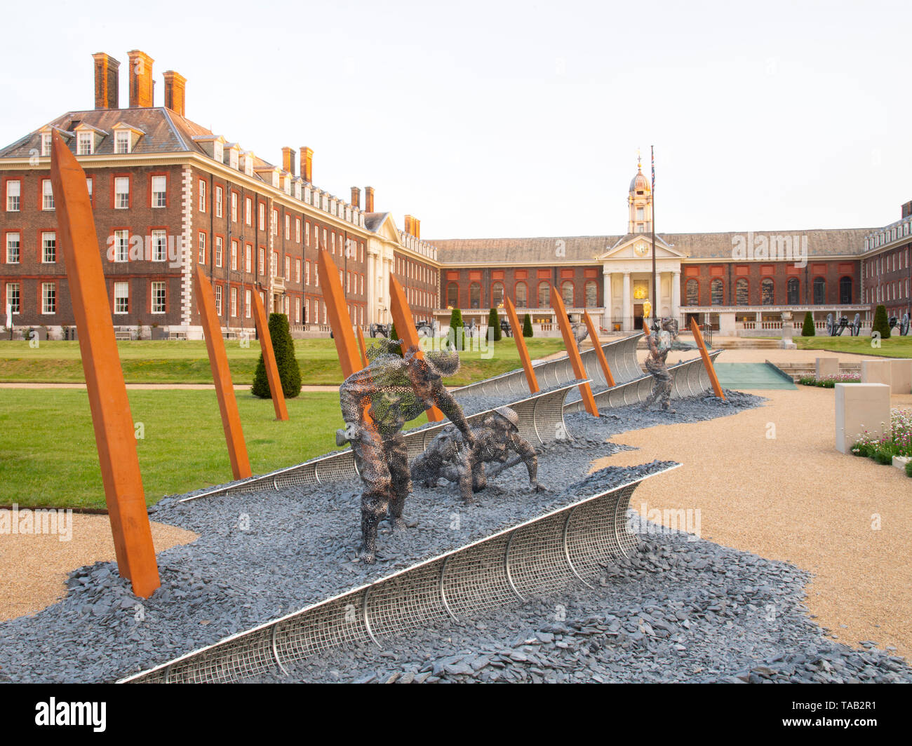A memorial sculpture comemorating the 75th anniversary of D Day on the grounds of the Royal Hospital,  London, UK Stock Photo