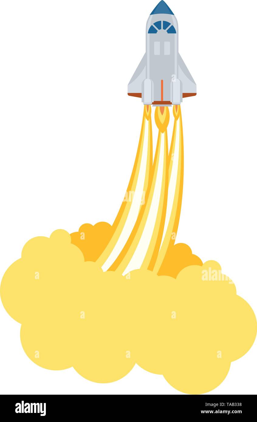 rocket taking off in white background Stock Vector Image & Art - Alamy