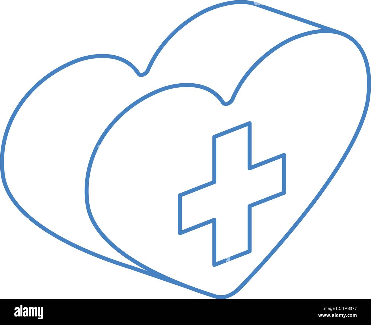 heart isometric with cross isolated icon Stock Vector Image & Art - Alamy
