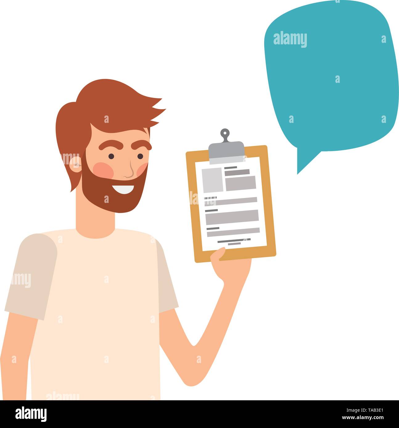 man with curriculum vitae in white background Stock Vector