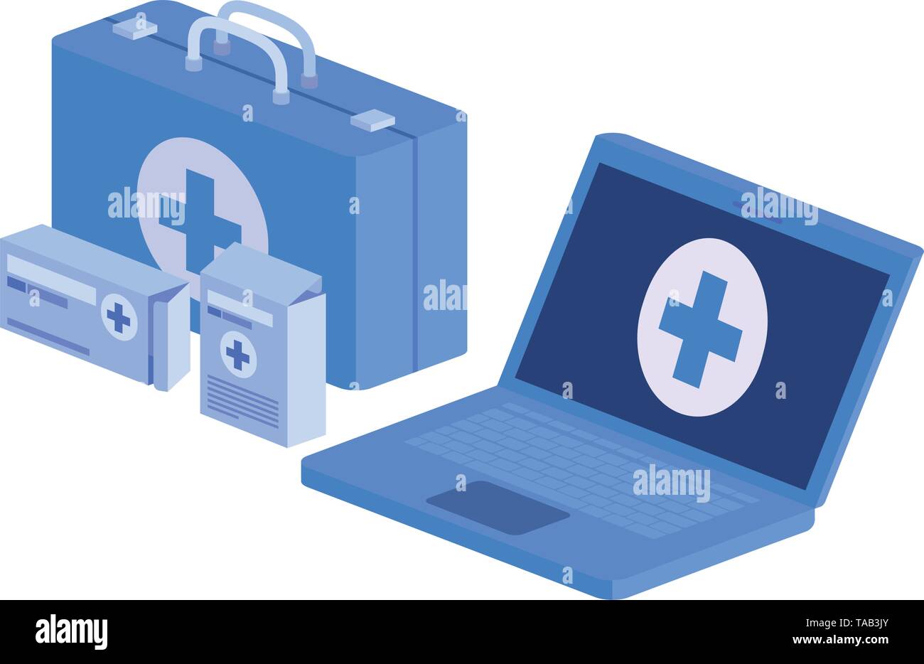 laptop and laboratory instruments isolated icon Stock Vector Image ...