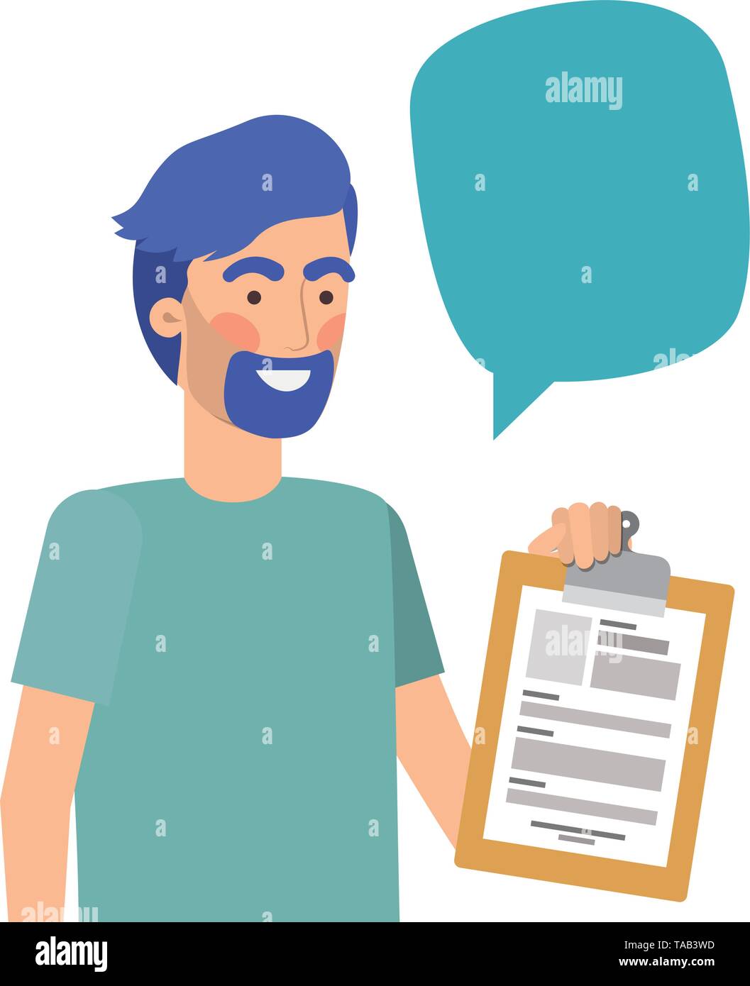 man with curriculum vitae in white background Stock Vector