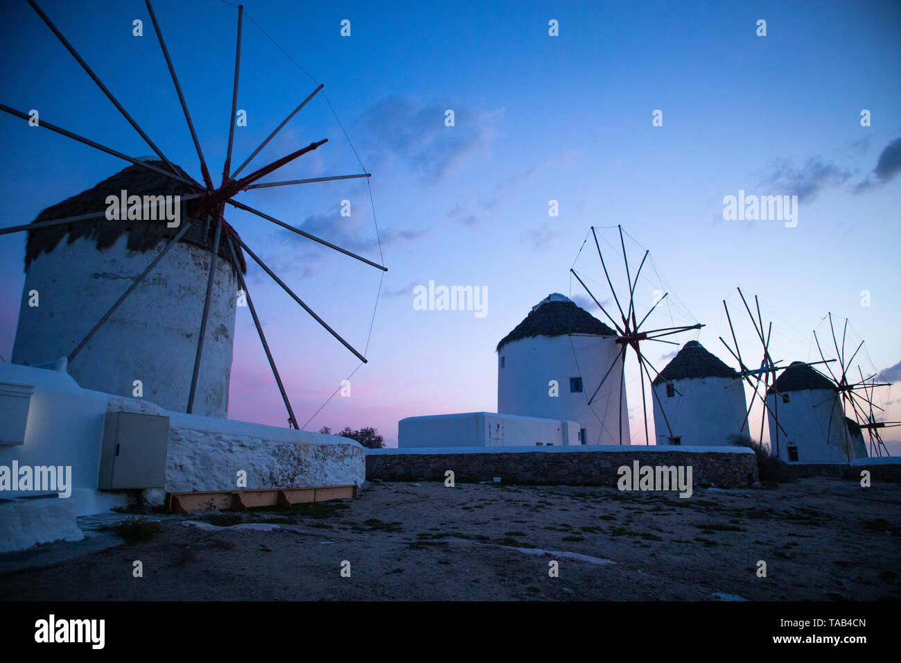 Traditions Cycladic Windmill on Mykonos Island, Greece Stock Photo