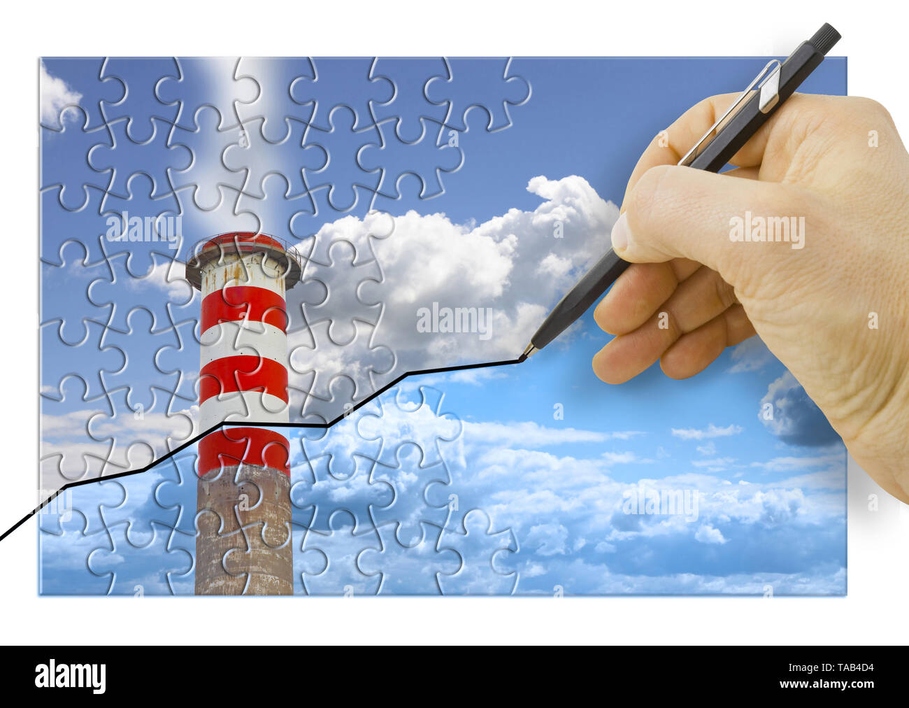 Hand drawing a graph about Co2 emissions in atmosphere concept image