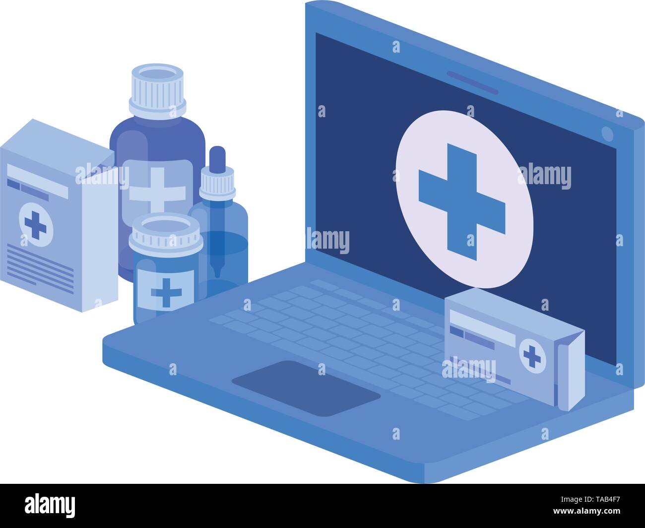 laptop and laboratory instruments isolated icon Stock Vector Image ...
