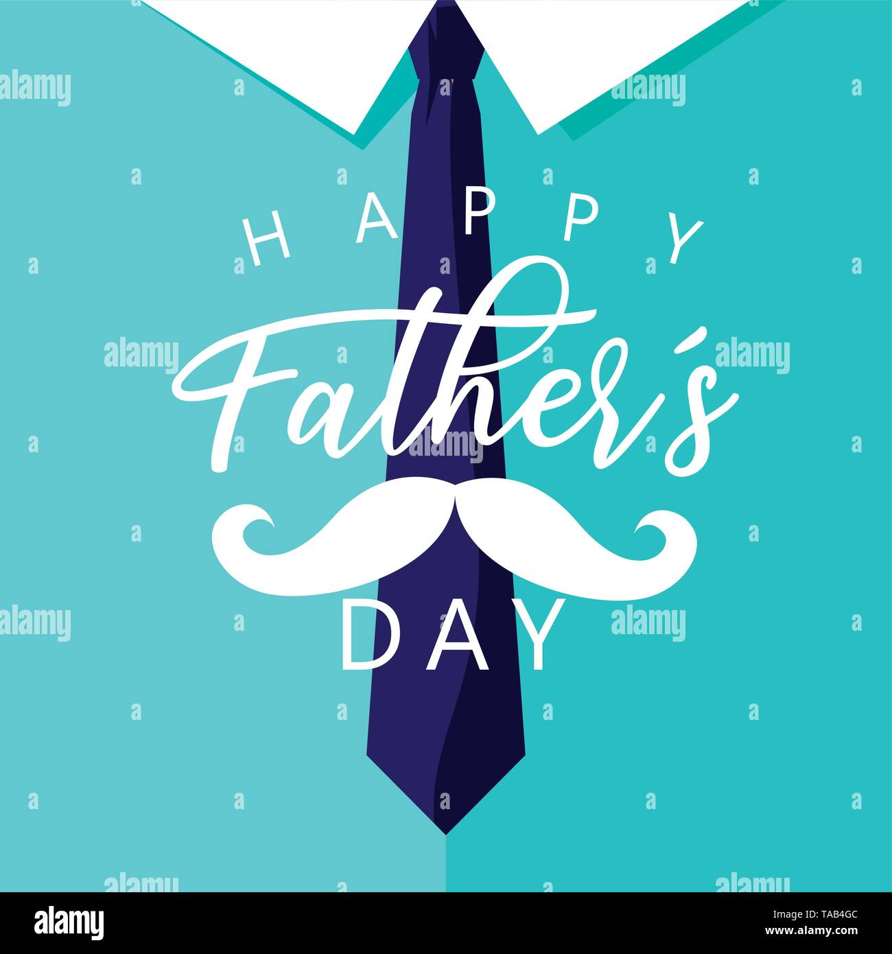happy father day card with moustache and necktie vector illustration ...