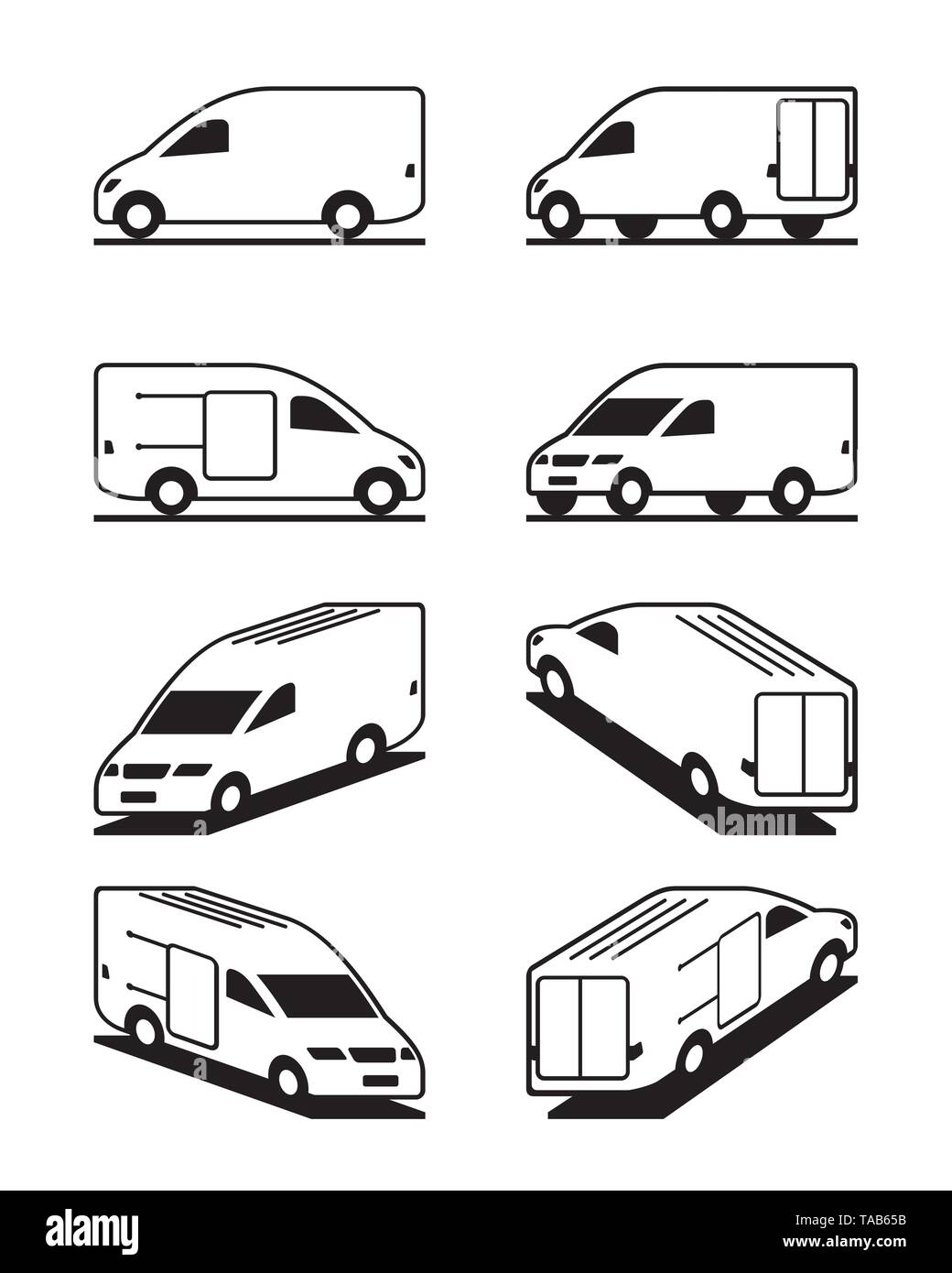 Van in different perspective - vector illustration Stock Vector Image ...