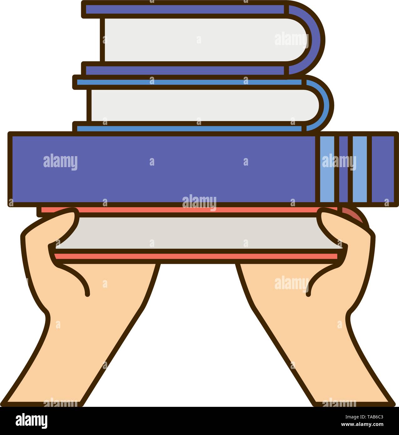 hands with library books in white background icon Stock Vector Image ...