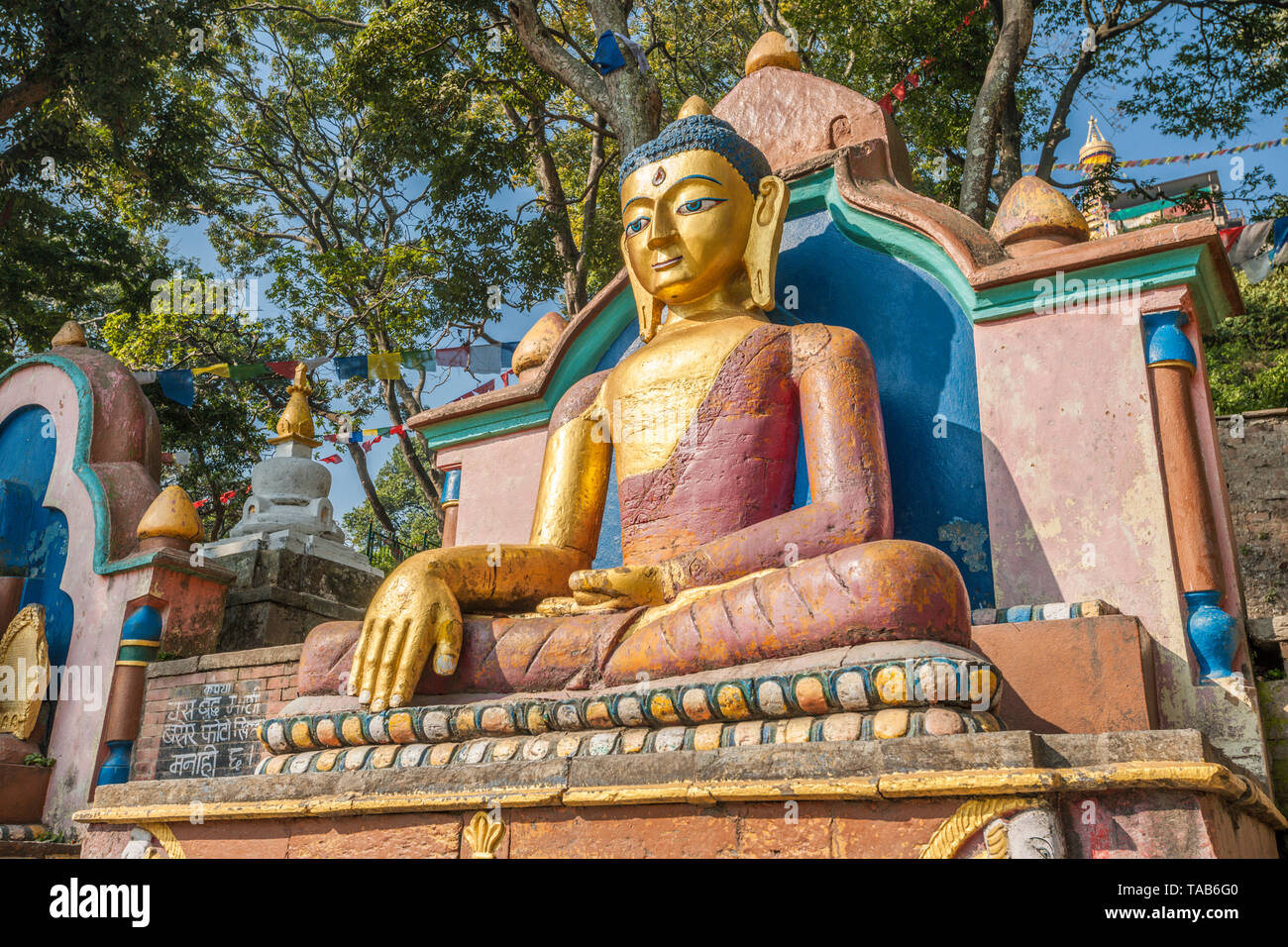 Buddha statue at Swayambhunath Stupa, Kathmandu, Nepal Stock Photo Alamy
