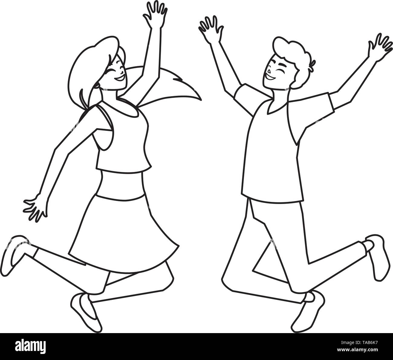 happy young couple celebrating characters vector illustration design ...