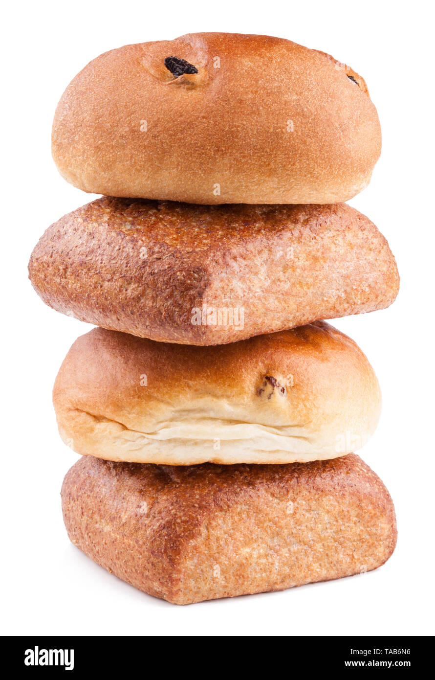bun bread stack on white background Stock Photo - Alamy