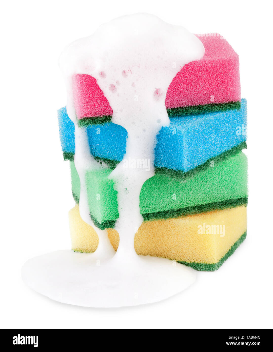 isolated colorful sponges with foam Stock Photo
