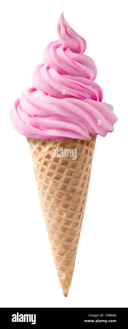 pink soft serve ice cream isolated on white background Stock Photo