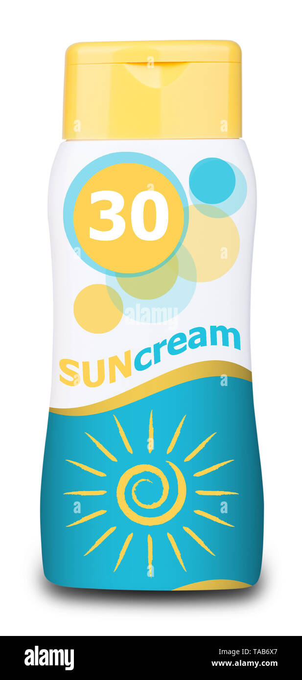 isolated sun cream spf 30 Stock Photo