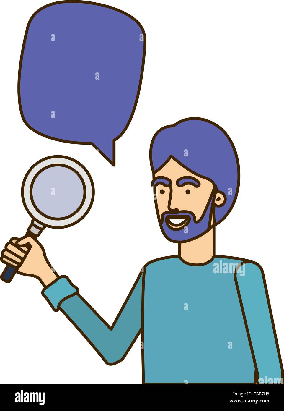 man with magnifying glass in white background Stock Vector Image & Art