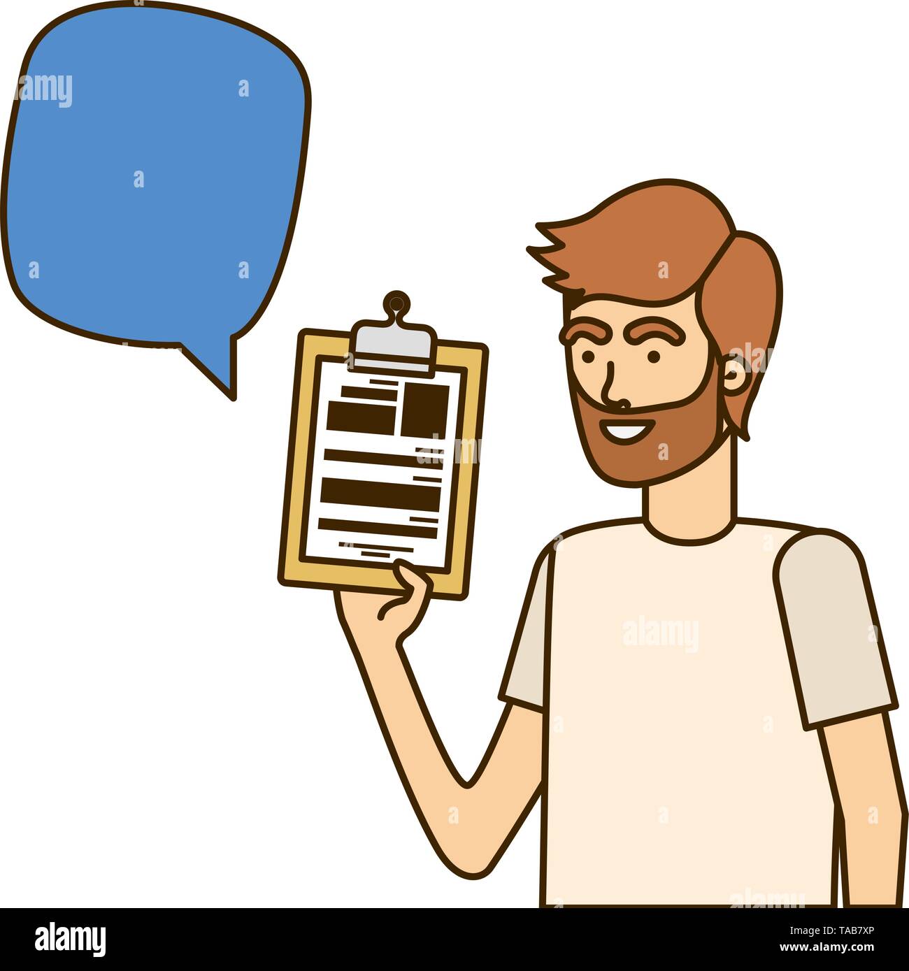 man with curriculum vitae in white background Stock Vector