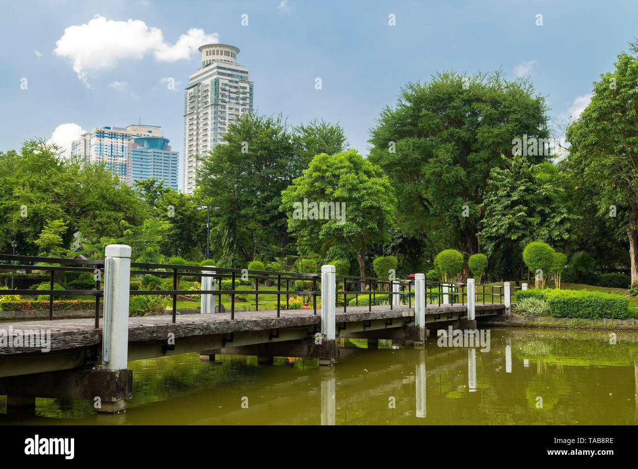 Bridge in Japanese garden in Rizal (Luneta) park, Manila, Philippines Stock Photo