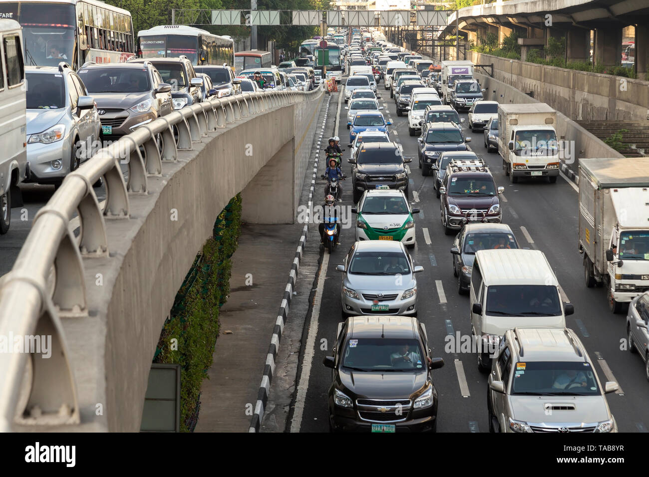 Manila, Philippines - May 14, 2016: Traffic jam problem in Metro Manila Stock Photo