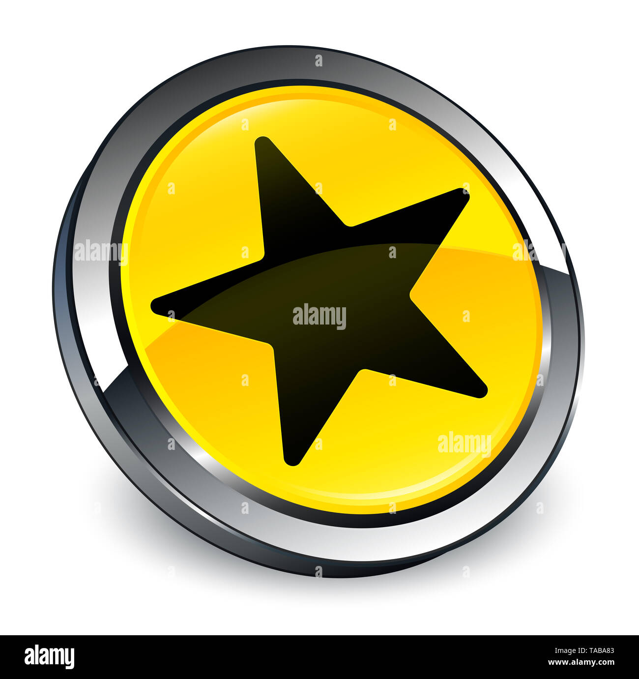 Star icon isolated on 3d yellow round button abstract illustration ...