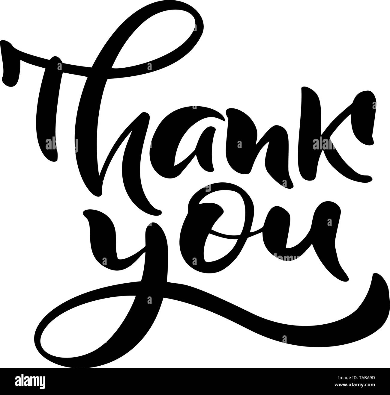 Hand drawn vintage Vector text Thank you. Isolated on white background ...