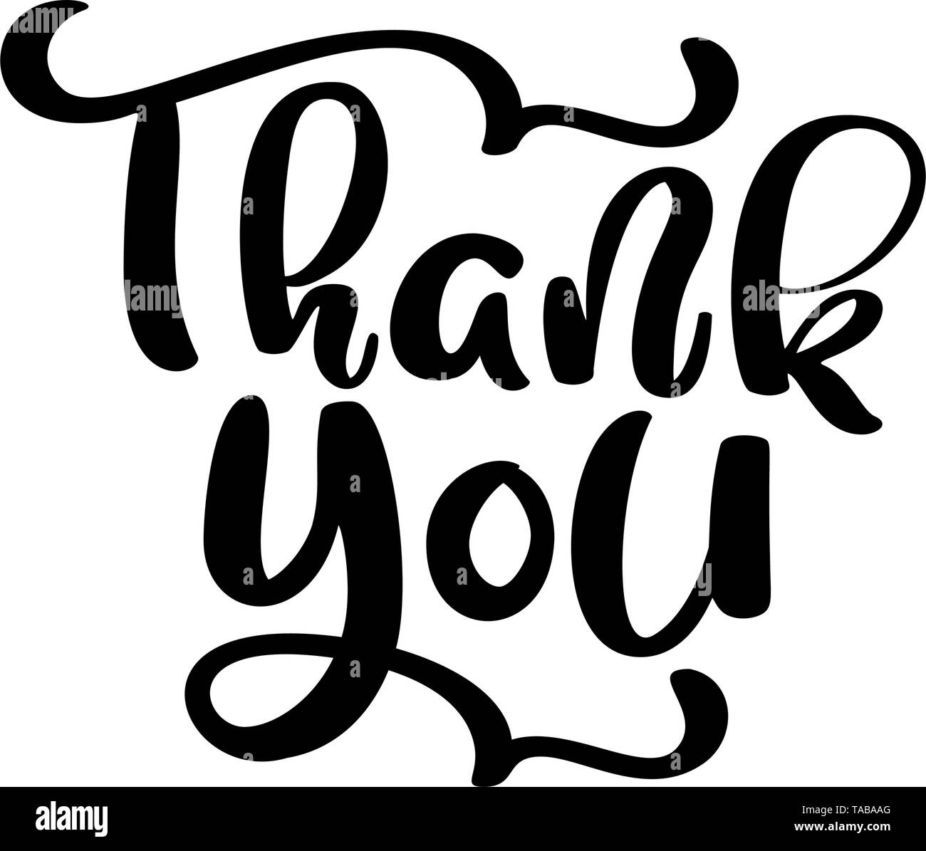 Hand drawn vintage Vector text Thank you. Isolated on white background ...