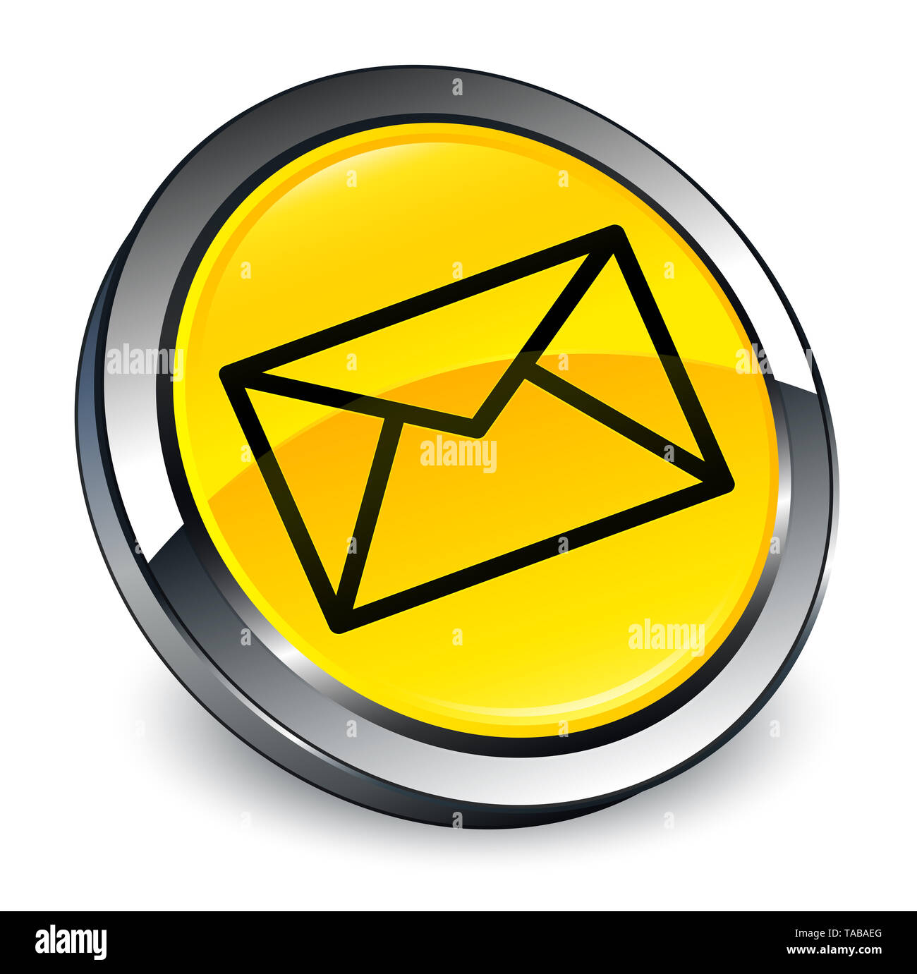 Email icon isolated on 3d yellow round button abstract illustration ...