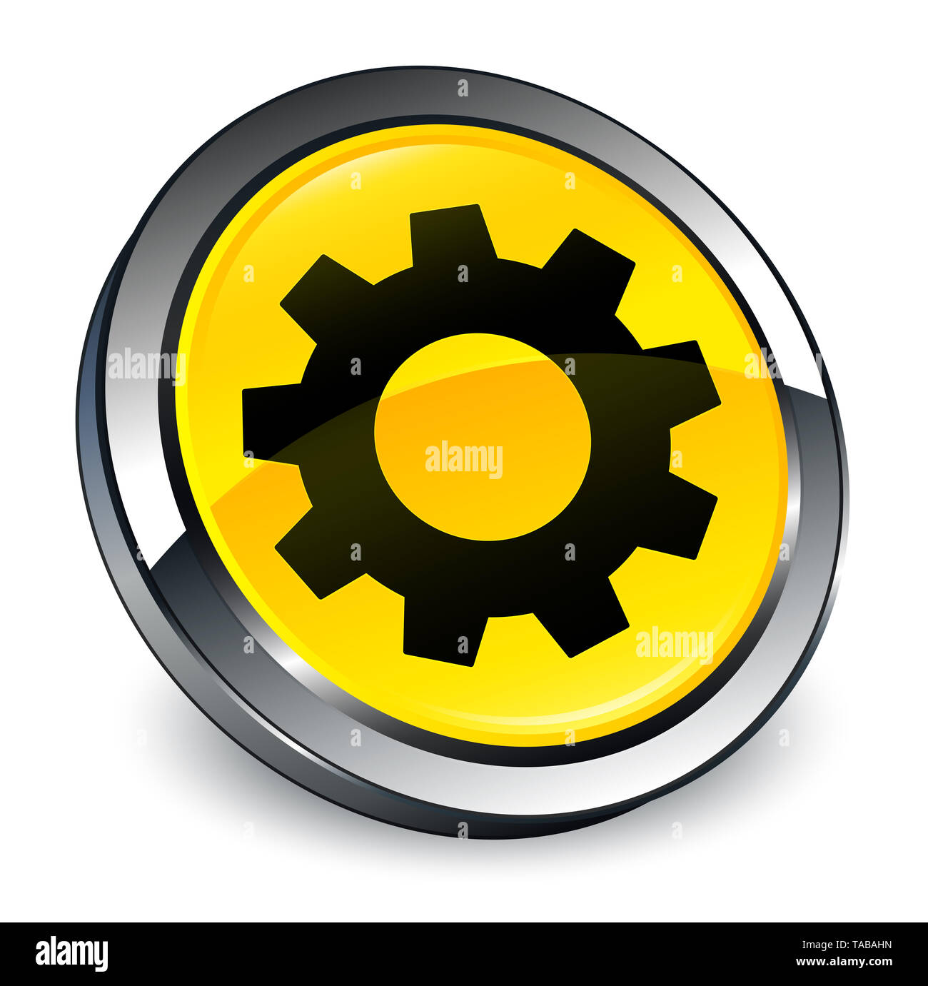 Yellow gear symbol process Cut Out Stock Images & Pictures - Alamy