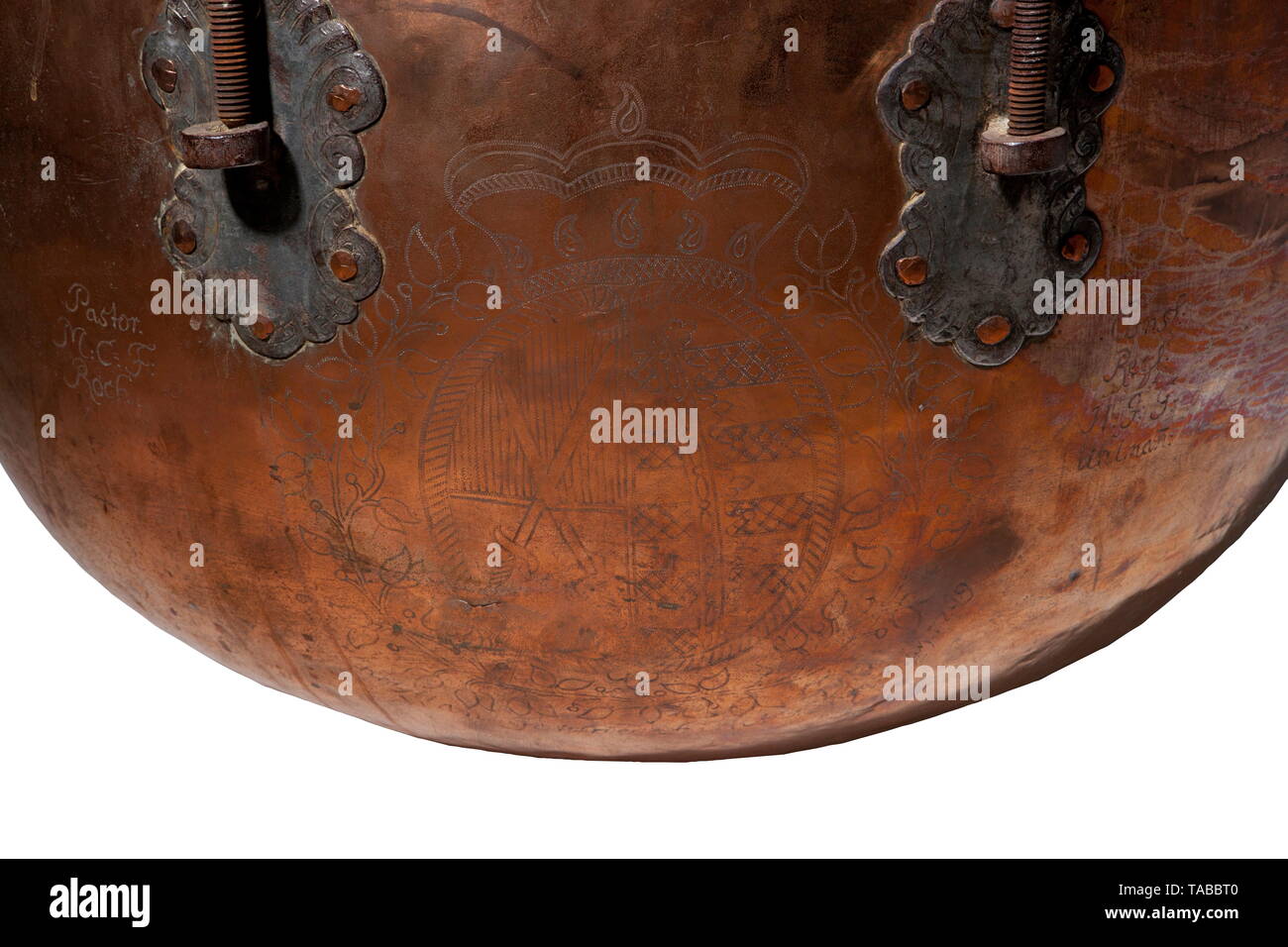 A Saxon kettledrum, dated 1769 Copper construction with copper pinned
