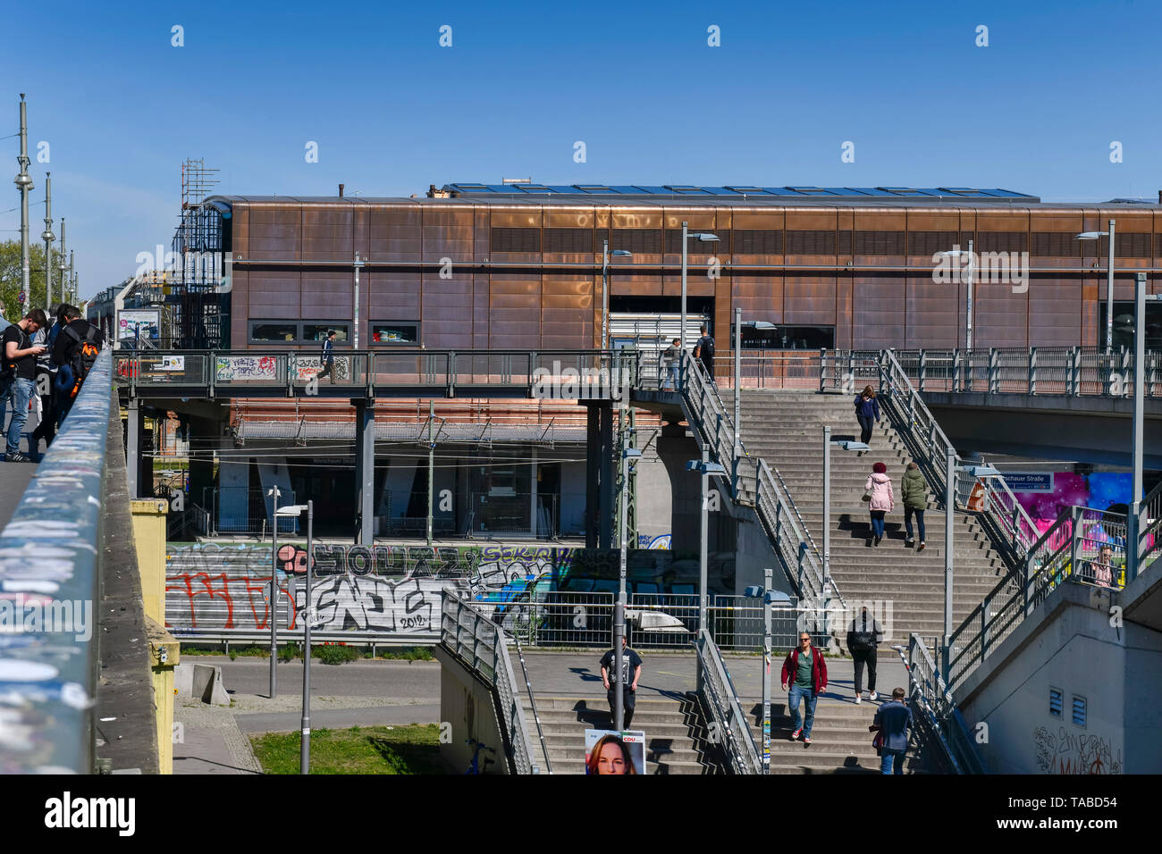 Stairs, railway station Warsaw street, Friedrich's grove, Berlin, Germany, Treppen, Bahnhof Warschauer Straße, Friedrichshain, Deutschland Stock Photo