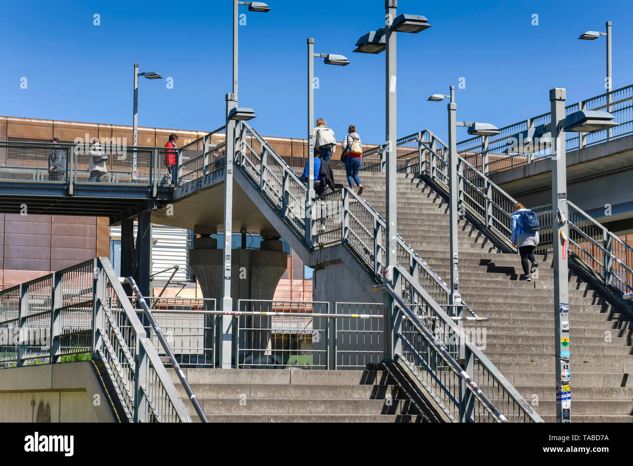 Stairs, railway station Warsaw street, Friedrich's grove, Berlin, Germany, Treppen, Bahnhof Warschauer Straße, Friedrichshain, Deutschland Stock Photo