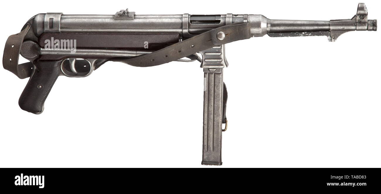 Arms, German submachine gun MP 40, calibre 9 x 19 mm Parabellum, in service 1938 - 1945, Editorial-Use-Only Stock Photo