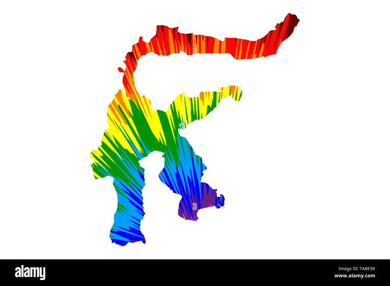 Sulawesi - map is designed rainbow abstract colorful pattern, Celebes (Republic of Indonesia) map made of color explosion, Stock Vector