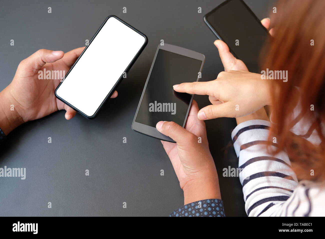 business people discussing using smart mobile phone smartphone Stock ...