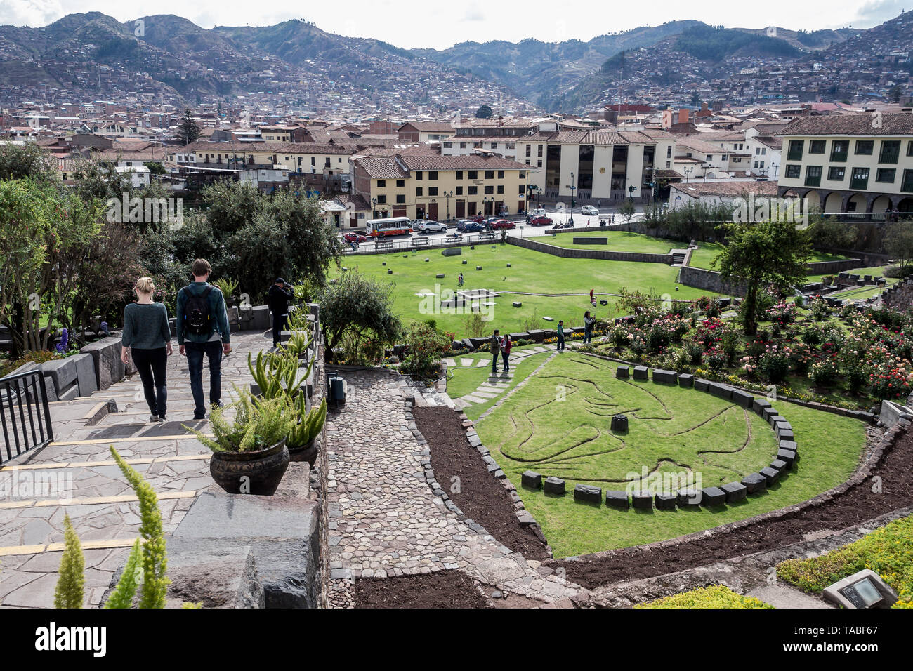 Inca remains inside the convent of Santo Domingo or Qorikancha. Museum in Cuzco Peru Stock Photo