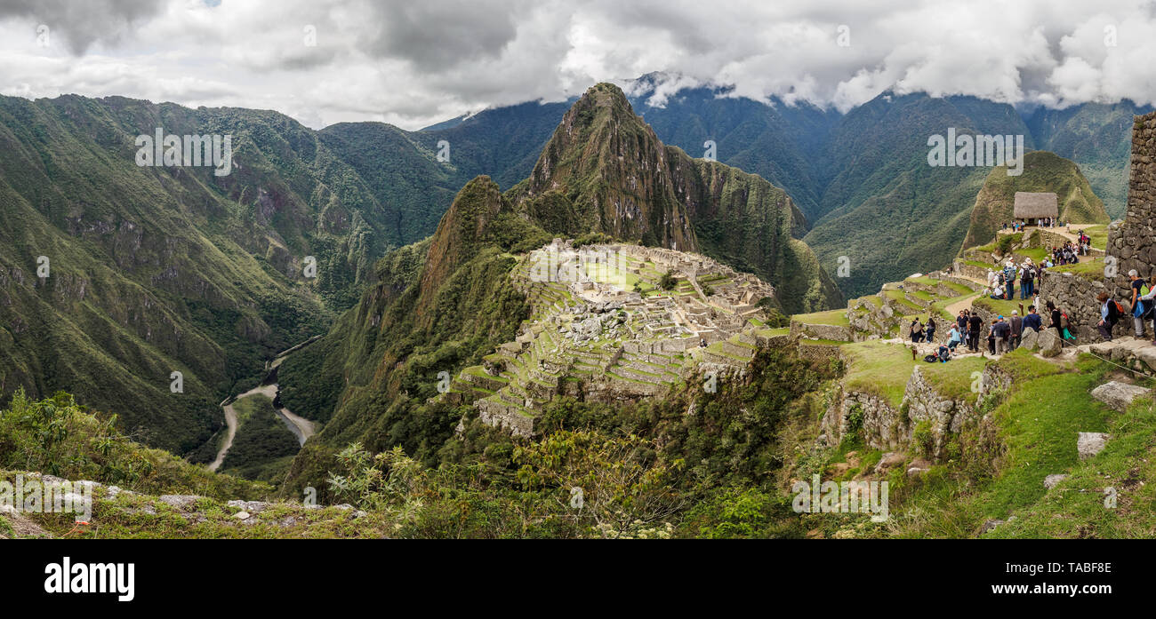 The lost Inca city of Machu Picchu in the Andes mountain range, Peru
