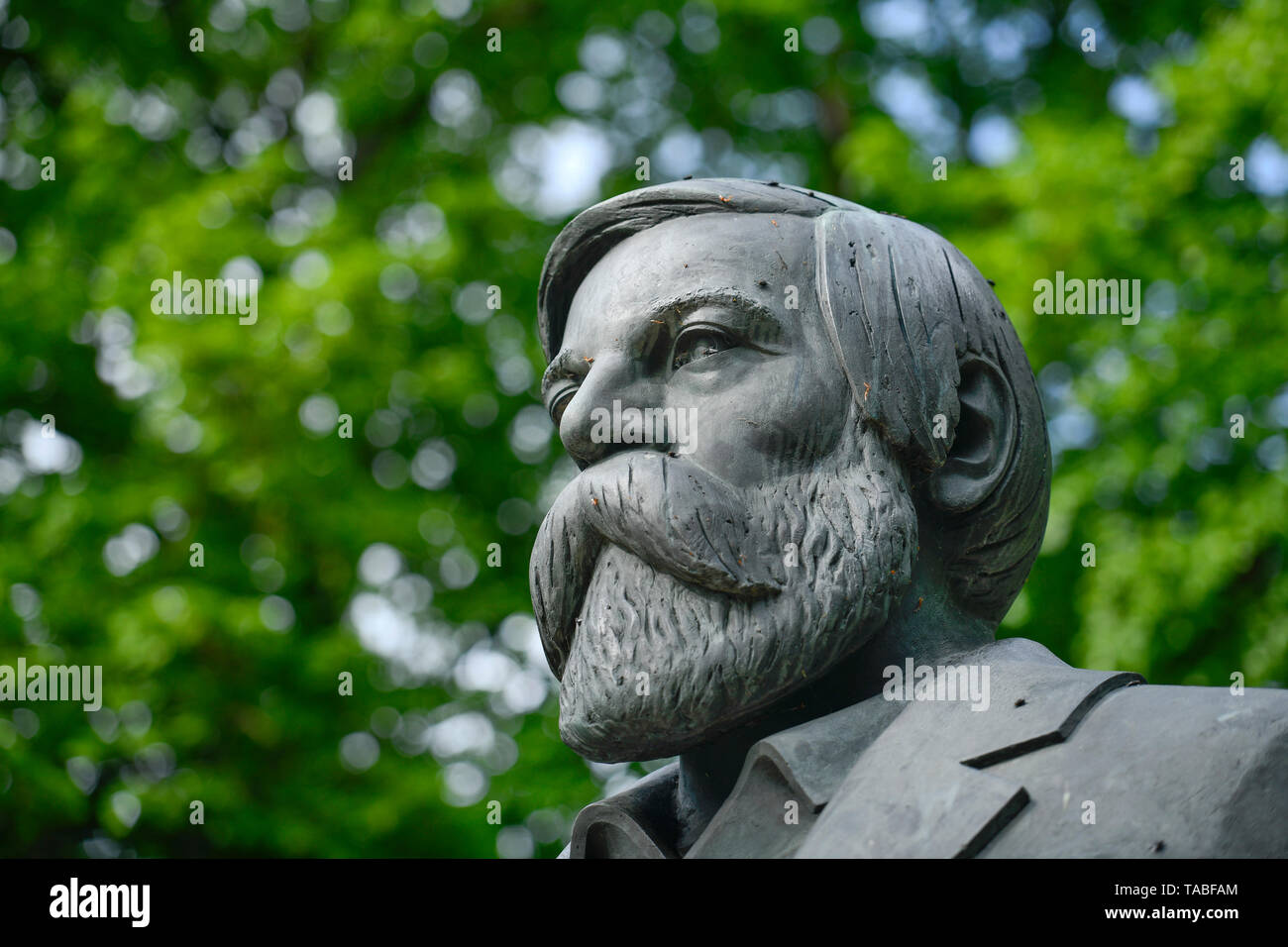 Of Friedrich Engel, Marx angel's monument, Karl's Liebknecht street, middle, Berlin, Germany, Friedrich Engels, Marx-Engels-Denkmal, Karl-Liebknecht-S Stock Photo