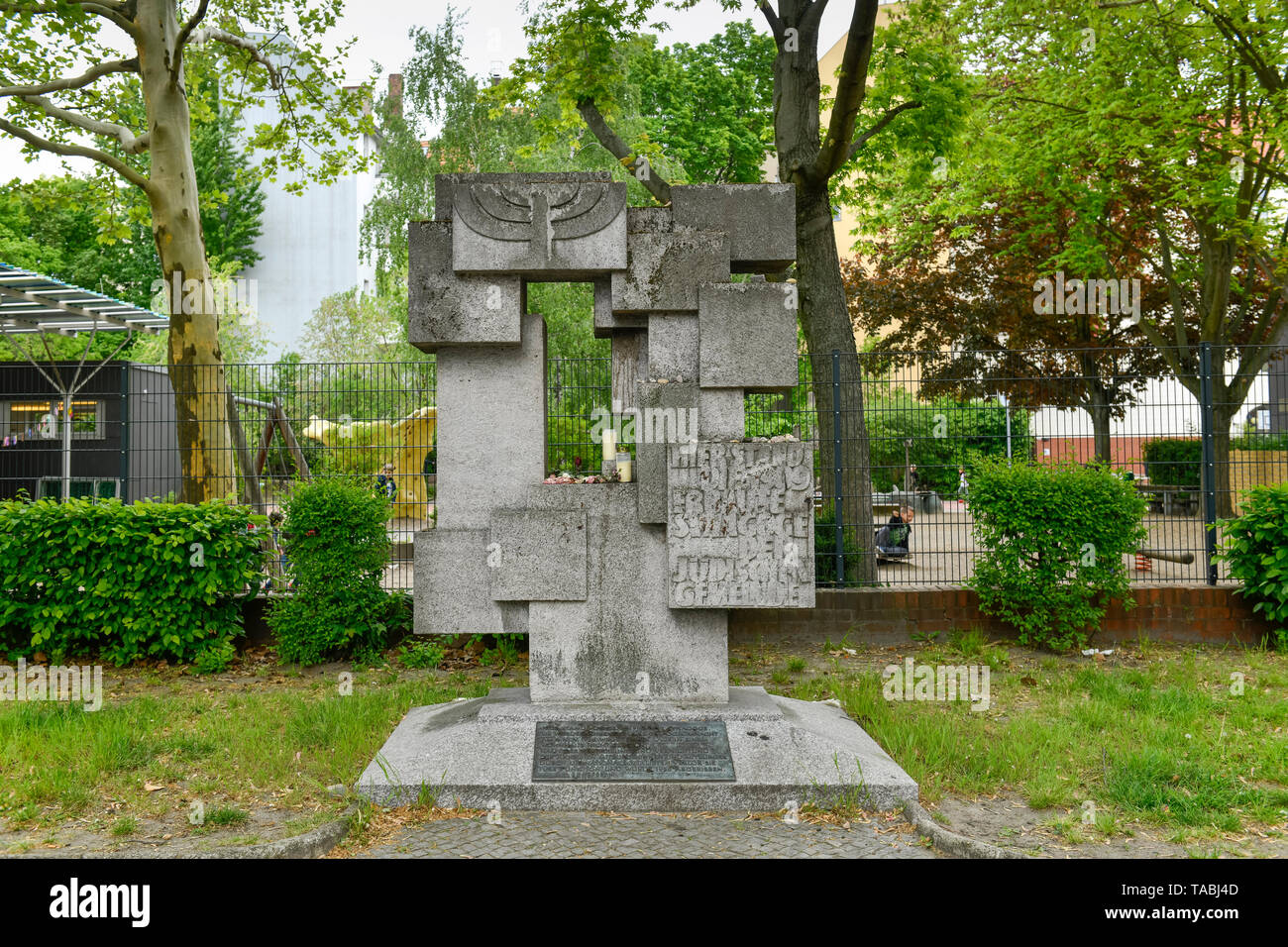 Commemorative table, synagogue, Munich street 37, beauty's mountain, Berlin, Germany, Gedenktafel, Synagoge, Münchener Straße 37, Schöneberg, Deutschl Stock Photo