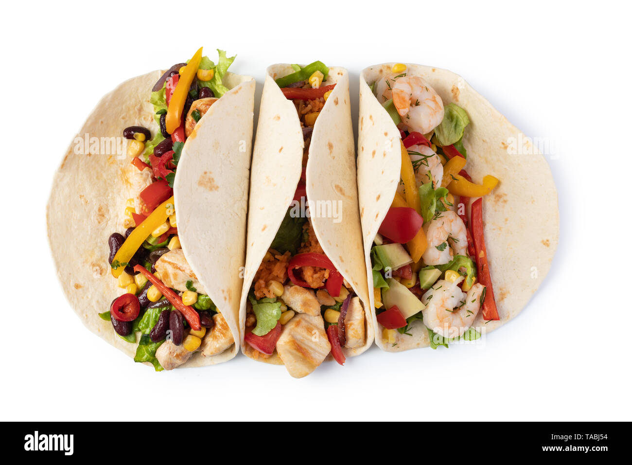 burrito with vegetables and tortilla, isolated on white Stock Photo Alamy