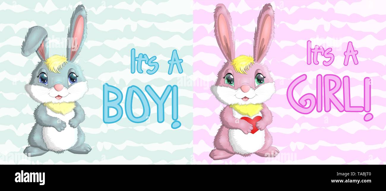 Baby Shower greeting card with babies boy and girl Stock Vector Image ...
