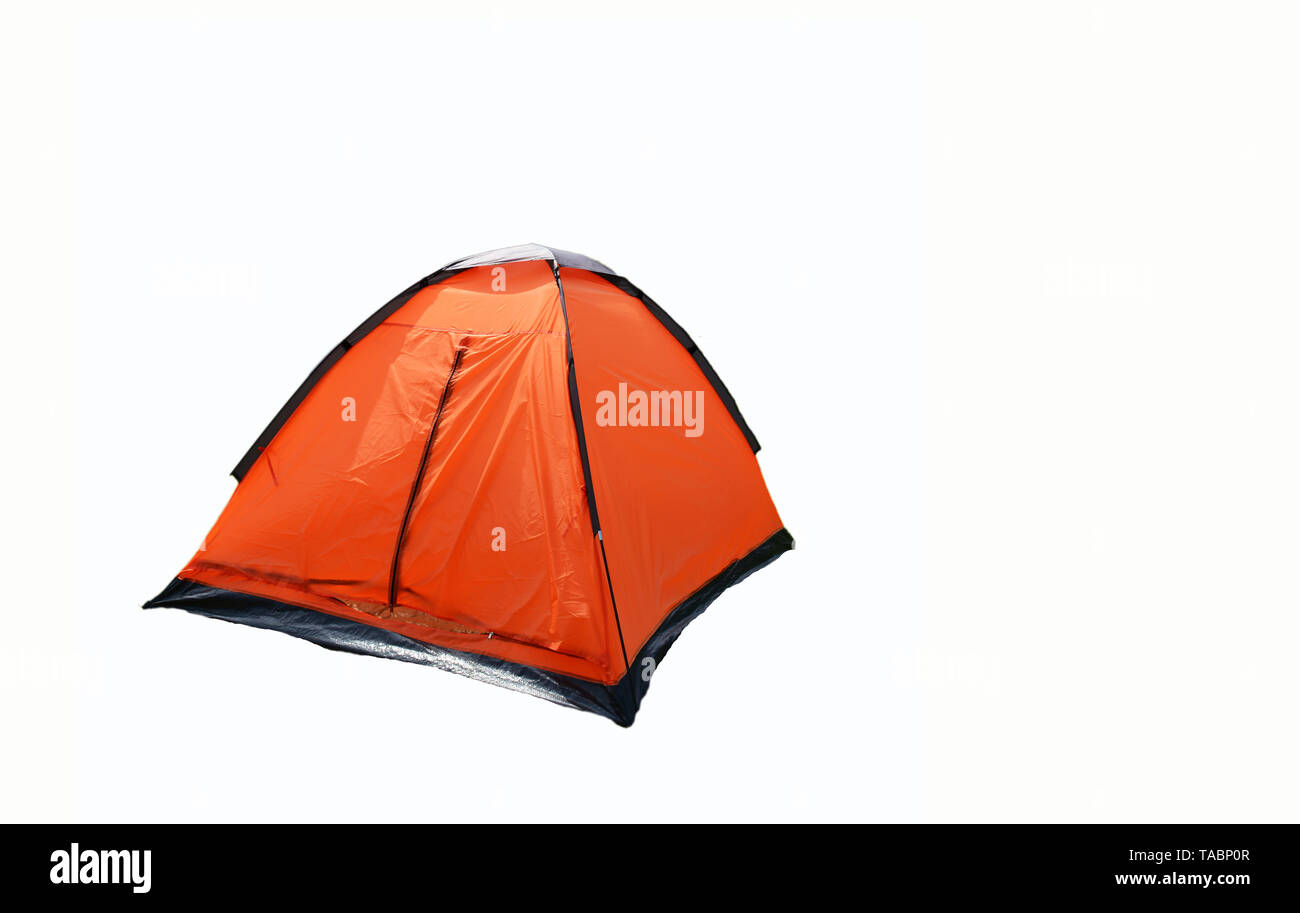 Tent isolated on white background / Colorful orange tent camping for