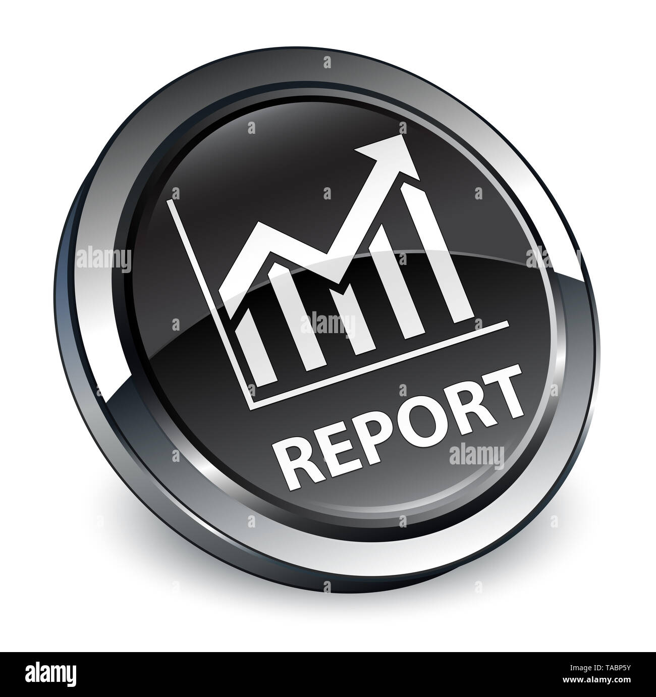 Report (statistics icon) isolated on 3d black round button abstract ...