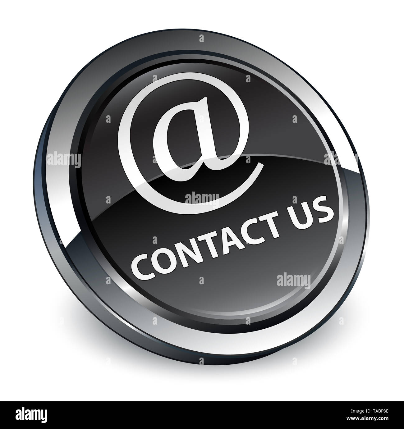 Contact us (email address icon) isolated on 3d black round button ...