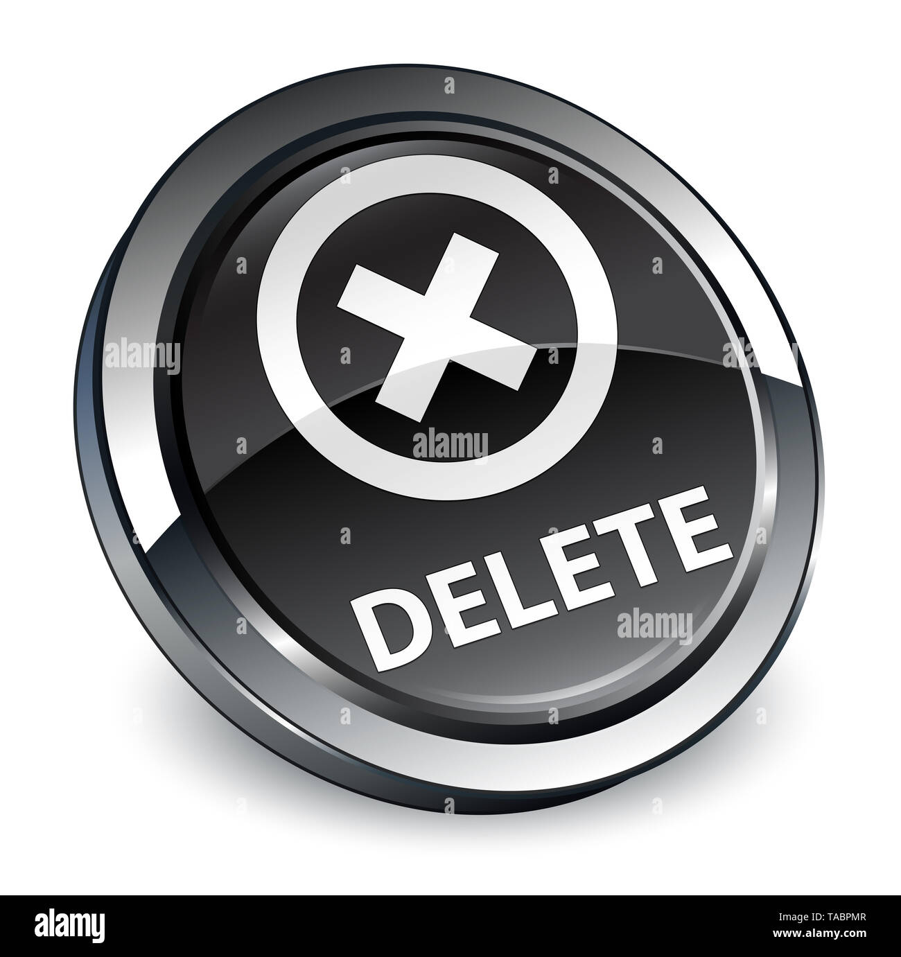 Delete isolated on 3d black round button abstract illustration Stock ...