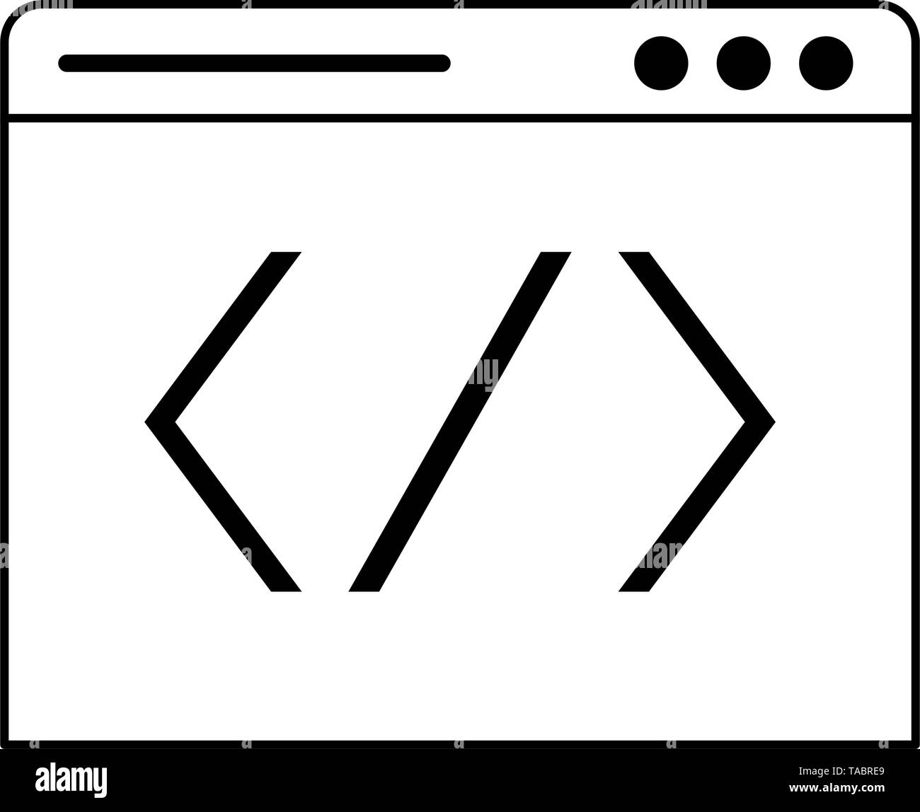 Programming code windows symbol technology in black and white Stock ...