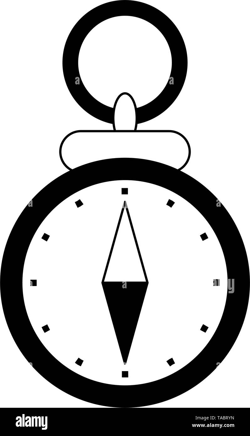 Navigation compass travel symbol isolated in black and white Stock ...